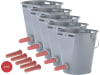 KERBL Kälbertränkeeimer 8 l rund Set mit 5 Gratis Saugern, Kunststoff (lebensmittelecht), grau