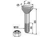 Industriehof® Hammerschraube M 10 x 65 - 8.8 mit Sicherungsmutter für Zinkenrotor Falc, Raus, Rotorzinken RH-55/55A, RH-74, RH-90/90S, RH-551/552, 51-1065