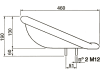 Sitzschüssel, 460 x 500 mm, Stahlblech, Gepolstert