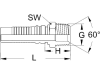 Außengewindenippel "AGR-K", NW DN 6 - 1/4", 1/4"-19, Aussenkung 60°