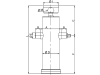 Schema Teleskophydraulikzylinder "TK601K" mit Kugelpfanne L 350 mm F 110 mm Hub 987 mm