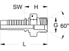 Außengewindenippel "AGM", NW DN 6 - 1/4", M 14 x 1,5, Aussenkung 60°