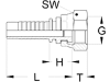 Dichtnippel "DKR", DN 8 - 5/16", 1/2"-14, flachdichtend, mit gecrimpter Mutter