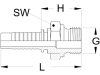 Außengewindenippel "AGR", NW DN 10 - 3/8", 1/2"-14, flachdichtend