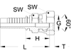 Dichtkegelnippel "DKR" gerade, NW DN 12 - 1/2", 1/2"-14, gerade, Aussenkung 60°, gecrimpte Überwurfmutter, zusätzlicher Sechskant, für Nissan