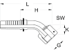 Dichtnippel "ORFS" 45 °, DN 12 - 1/2", 1"-14, flachdichtend, mit Überwurfmutter