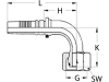 Dichtkegelnippel "DKOS - S" 90 °, metrisch, zylindrisch, Aussenkung 24°, O-Ring und Überwurfmutter, Ausreißsicherung INTERLOCK