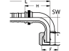 Dichtkegelnippel "DKOS-CS" 90 °, schwer, NW DN 20 - 3/4", M 36 x 2, RA 25, Aussenkung 24°, O-Ring und Überwurfmutter, Non-Skive