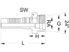 Außengewindenippel "CES-S", schwer, Aussenkung 24°, Ausreißssicherung INTERLOCK, NW DN 25 - 1", RA 30, M 42 x 2