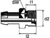 Außengewindenippel "A", M 10 x 1, NW 2, flachdichtend, Einschraubzapfen Form A