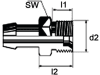 Außengewindenippel "A", R 1/4", NW 4, flachdichtend, Einschraubzapfen Form A