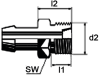 Außengewindenippel "A", NW 6 mm, R 1/4", Aussenkung 60°