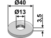 Industriehof® Unterlegscheibe 40 x 13 x 3,5 mm, für universal, 10.ST-HH-3