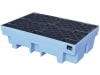 BAUER® SÜDLOHN Auffangwanne "WP-PE 2/2" Auffangvolumen max. 200 l, mit Lochrost, für 2 x 200 l-Fass, PE (Polyethylen), blau