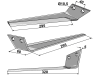 Industriehof® Köpfermesser links 320 x 60 x 5 mm, Abstand Bohrungen 40 mm für Kleine, 34-KLE-99R