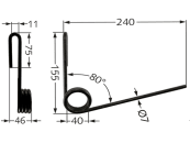 Striegelzinken 240 x 7 mm vorn für Saatstriegel Hassia, Isaria 6000, 7000, 8000, Lemken 