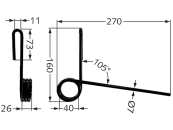 Striegelzinken 270 x 7 mm hinten für Saatstriegel Hassia/Lemken DK, DLV, DU, DU 100, DU AS, Eurodrill, Isaria 6000, 7000, 8000 