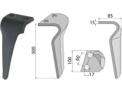Industriehof® Kreiseleggenzinken links 100 x 300 x 15 mm, Bohrung 17 mm für Breviglieri, Schmotzer, RH-BRE-06L 