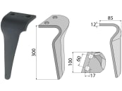 Industriehof® Kreiseleggenzinken links 100 x 300 x 12 mm, Bohrung 17 mm für Breviglieri, Schmotzer, RH-100 DEL 