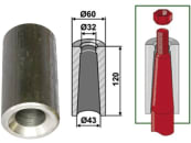 Industriehof® Einschweißbuchse Ø innen 32 mm; 43 mm, Ø außen 60 mm, für Großballenzinken mit Gewinde M28, 18100-21 