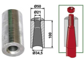 Industriehof® Einschweißbuchse Ø innen 21 mm; 34,5 mm, Ø außen 50 mm, für Zinken mit Gewinde M20, 18100-34 