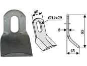 Industriehof® Y-Messer 85 x 40 x 8 mm, Bohrung 29 x 14 mm, für Agrimaster, Ferri, Howard, Wiwexa, 63-FEI-13 