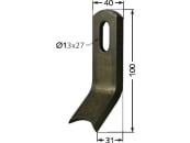 Industriehof® Schlegelmesser gebogen 100 x 40 x 5 mm, Bohrung 27 x 13 mm, für Mulag, Rasant, Votex, 63-MUL-53 