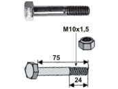 Industriehof® Sechskantschraube M 10 x 1,5 x 75 - 12.9 mit Sicherungsmutter für Votex, Vogel & Noot, 63-VOT-91 