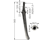 Kreiseleggenzinken links/rechts, 38,5 x 365 x 24/28 mm, M 20 x 1,5 für Krone, Landsberg, Lely, Rau Serie 15, 19, 20C 