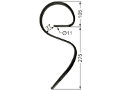 Rasspe Garezinken 380 x 8 mm gebogen, kugelgestrahlt für Lemken, Rasspe Gesamteggenfeld 