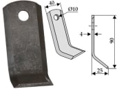 Industriehof® Y-Messer 90 x 40 x 4 mm, Bohrung 10 mm, für Mulcher Stella, 63-STE-02 