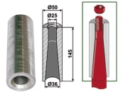 Industriehof® Einschweißbuchse Ø innen 36 mm; 25 mm, Ø außen 50 mm, für Großballenzinken mit Gewinde M 22, 18100-16 