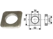 Industriehof® Vorschweißplatte gerade, Bohrung 30 mm; 32 mm, L x B 50 x 50 mm, für Frontlader, Silozinken, Futtermischermesser, 18100-1 