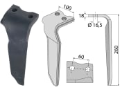 Industriehof® Kreiseleggenzinken links/rechts 100 x 260 x 18 mm, Bohrung 16,5 mm für Howard 