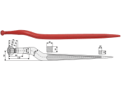 Industriehof® Frontladerzinken 815 mm, M 24 x 1,5, spitz, gekröpft, für Stoll, 18839 