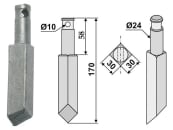 Industriehof® Rotorzinken links/rechts 170 x 30 x 30 mm, Bohrung 10 mm für Rau, RH-74 