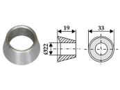 Industriehof® Zentrierbuchse Ø 33 mm, Bohrung 22 mm, Höhe 19 mm für Frontlader, Silozinken, Futtermischermesser, 18100-5 