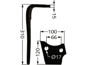 Kreiseleggenzinken "KG-30" beschichtet links, 100 x 310 x 15 mm, Bohrung 17 mm, für RKE, PKE, VKE 