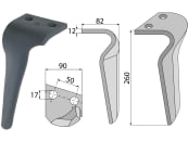 Industriehof® Kreiseleggenzinken links/rechts 90 x 260 x 12 mm, Bohrung 17 mm für Breviglieri, Schmotzer 