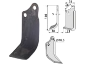 Industriehof® Fräsmesser rechts 155 x 60 x 5 mm, Bohrung 10,5 mm für Agria, AGR-15R 