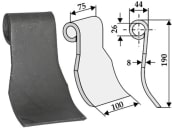 Industriehof® Schlegelmesser 190 x 100 x 8 mm, Bohrung 26 mm, für Becchio & Mandrile, Mörtl, Omarv, Palladino, Pegoraro, 63-OMA-05 