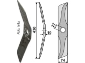 Industriehof® Rollspatenmesser links 430 x 74 x 10 mm Bohrung 27 mm für Hankmo-Tume Sampo, 31-430/26L 