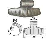 Industriehof® Hammerschlegel Arbeitsbreite 185 mm, Bohrung 16,5 mm, Einbaumaß 70 mm, für Aedes, Agricom, Cabe (Nuova Cabe), Chabas, Fischer, HMF Frei, Rotoram, S.C.A.I., Votex, 63-RM-5-16 