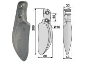 Industriehof® Rotorzinken links/rechts 280 x 43 x 80 mm, Bohrung 16 mm für Dutzi, RH-106/D 