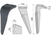 Industriehof® Kreiseleggenzinken links/rechts 110 x 340 x 17,5 mm, Bohrung 19 mm für Kverneland 