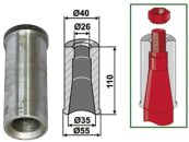 Industriehof® Einschweißbuchse Ø innen 26 mm; 35 mm, Ø außen 40 mm; 55 mm, für Zinken mit Gewinde M24, 18100-45 