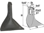 Industriehof® Schlegelmesser 80 x 72 x 6,5 mm, Bohrung 25 x 14 mm, für Mulcher Agrimaster, Fehrenbach, Ferri, Irus, John Deere, Maschio, Sovema, Terranova, 63-JDE-01 