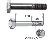 Industriehof® Sechskantschraube M 20 x 2,5 x 130 - 10.9 mit Sicherungsmutter für Sauerburger, 63-20130 