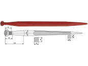 Industriehof® Frontladerzinken 600 mm, M 20 x 1,5, spitz, gerade, für Stoll, 18610 