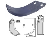 Industriehof® Fräsmesser links/rechts 185 x 100 x 6 mm, Bohrung 12 mm für Agria 